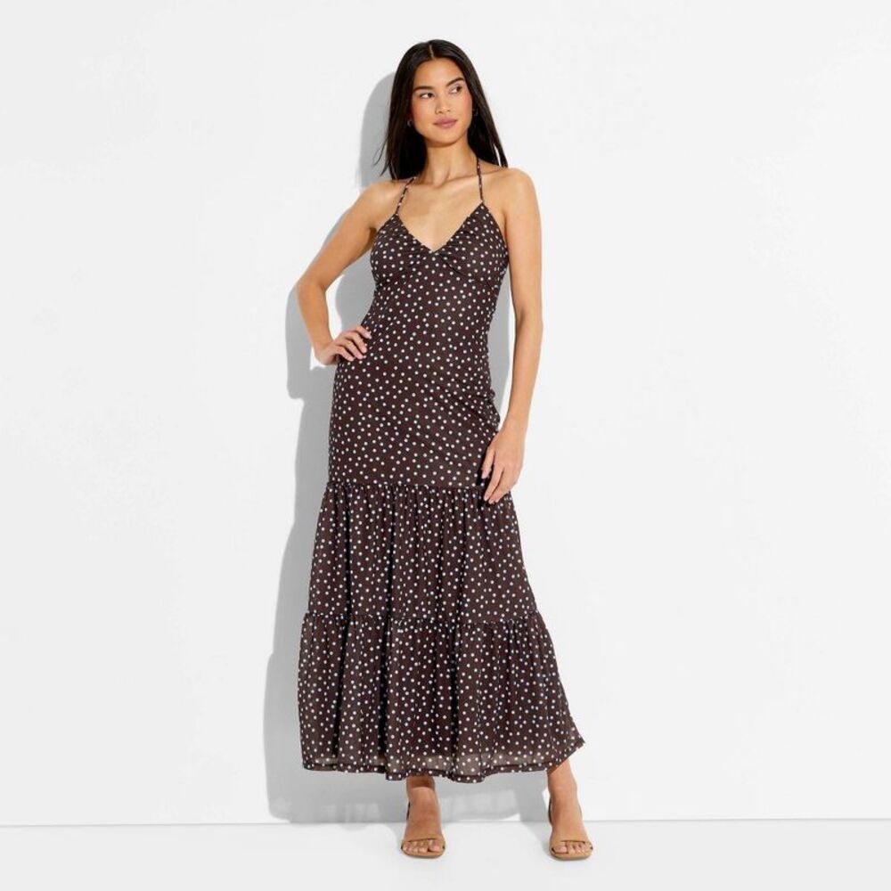 wild fable Brown Polka Dot Strapless Maxi Dress - Picture 2 of 3